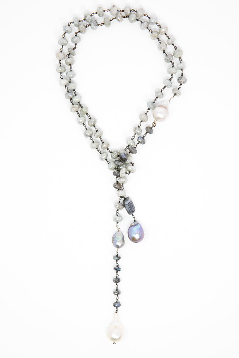 Grey Moonstone Lariat