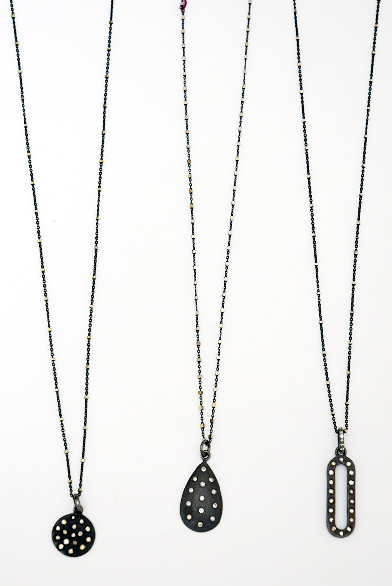 Round Sterling & Diamond Charm Necklace