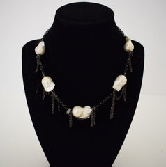 Choker with Baroque Pearls and Fringe