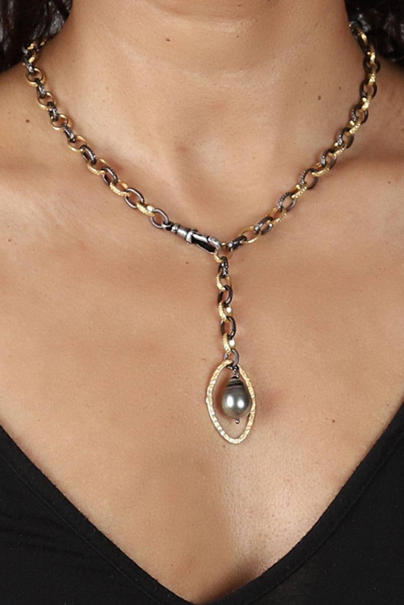 Mystic Metal Tahitian Pearl Necklace